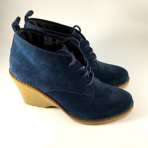 Sonoma Blue Suede Booties, size 8